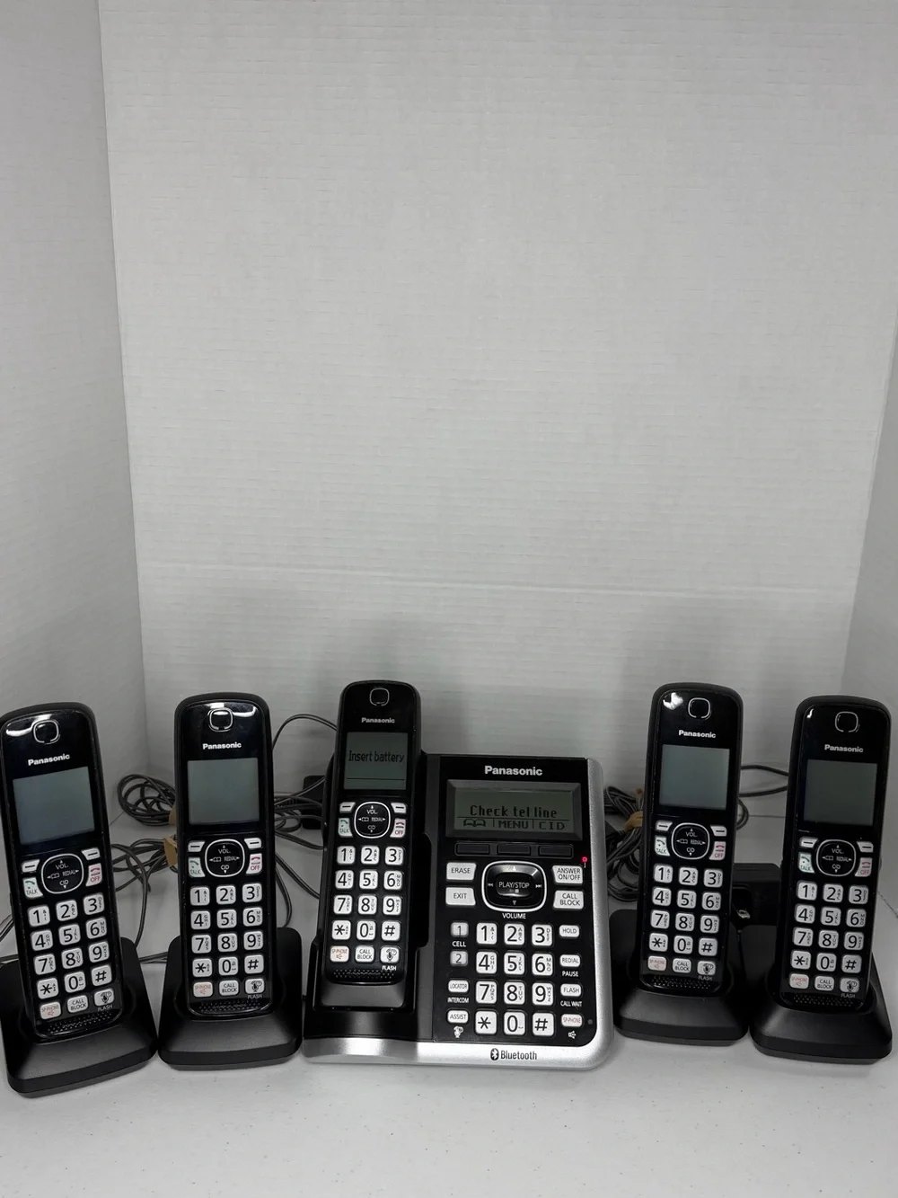 Panasonic Black Cordless Handsets with Orange Backlit Keypads